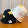 Korean Version of Small Fresh Handmade Flower Knitted Woolen Hat for Women In Autumn and Winter Versatile Face Showing Small Fisherman Hat
