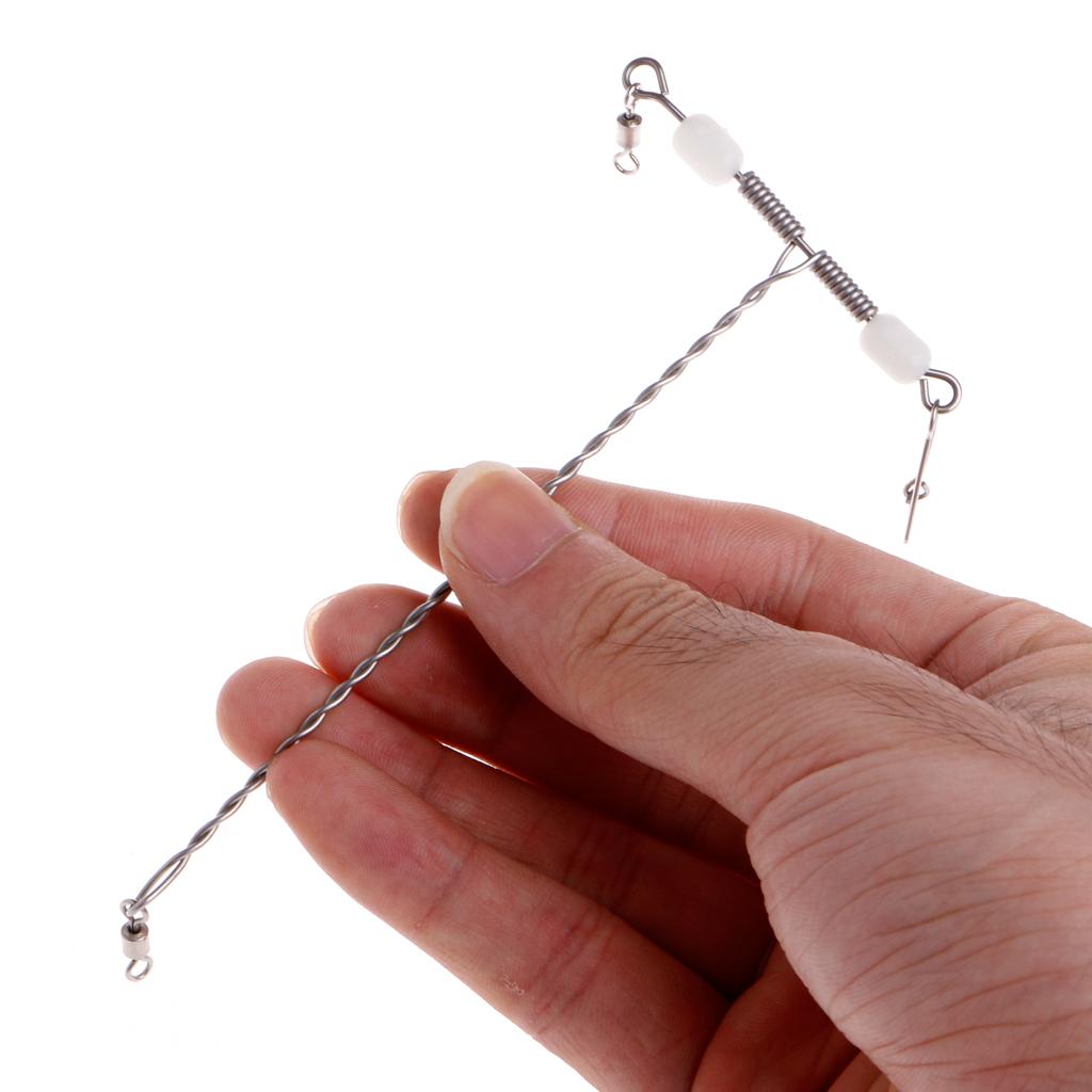 Fishing Wire Arm with Swivel Snap for T Shaped Stainless Steel Luminous Beads Rig Tackle for Outdoor Traveling Go Fishin