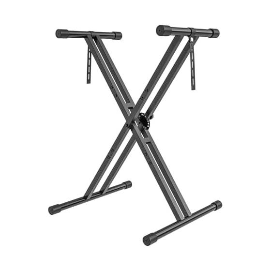 GLEAM Keyboard Stand/Electronic Piano Stand - Heavy Duty Double X with lock strap, compatible with 54-88 key digital pianos, DJ mixers, turntables,