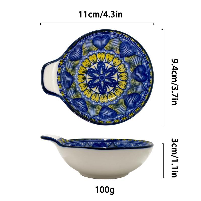 Japanese Ceramic Dish Seasoning Bowls, Heat-resistant Underglaze Colored Cute Bowl Dish, Creative Kitchen Utensils Dipping Dish