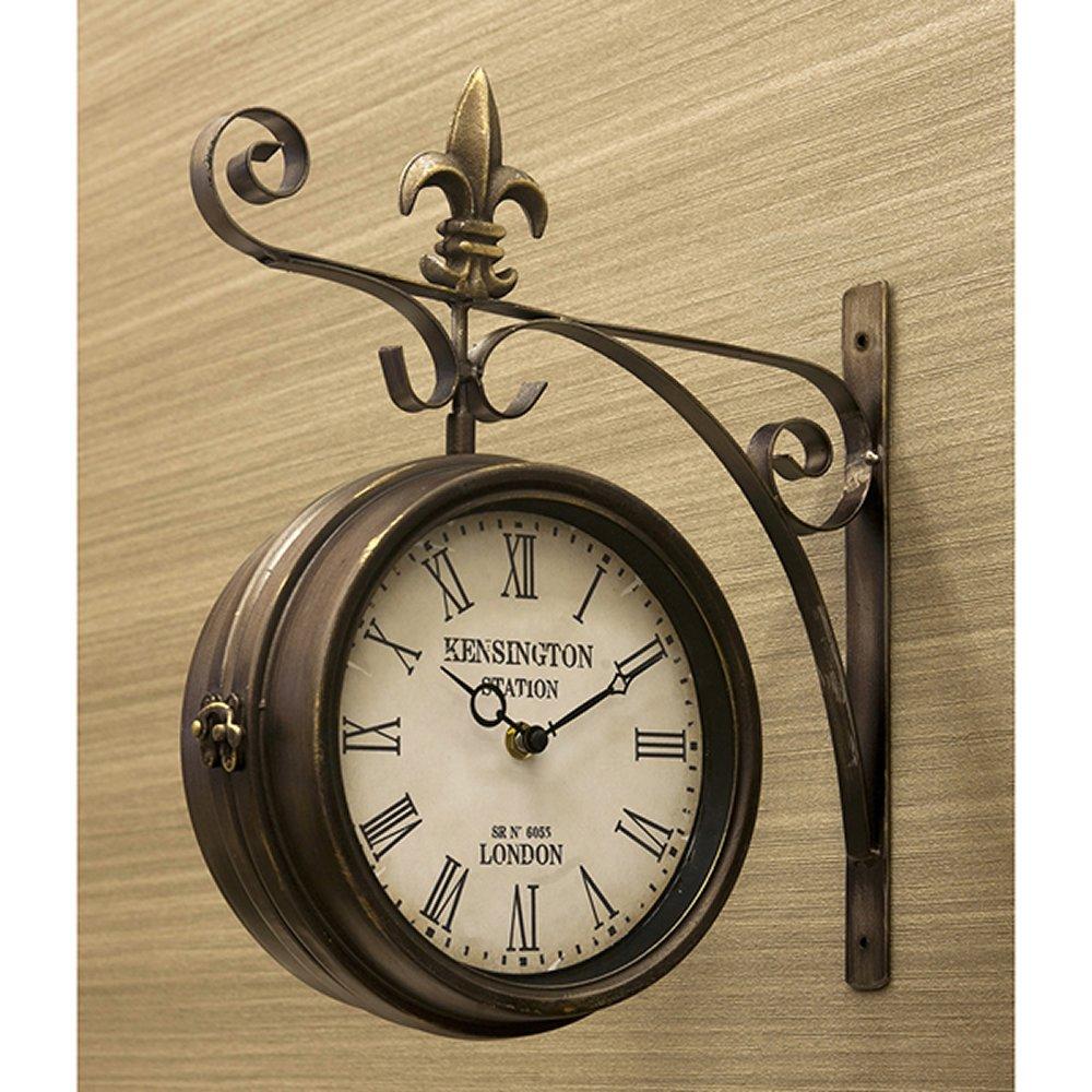Akizuki Boeki Wall Hanging Double Sided Clock Station Clock Wall Store Wall Clock Station Antique European Retro Style Imported W32 X D10 X H36cm X
