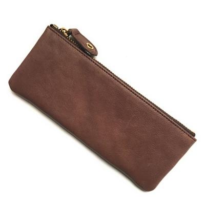 Rigral Pencil Genuine Zipper Dark Brown Case, Leather, Closure, Lightweight, Slim,