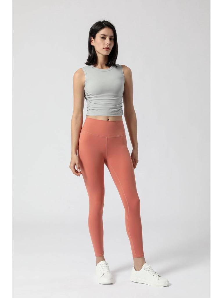 2023 Women's European & American Yoga Sports Vest with Side Waist Folds & Navel Cutout