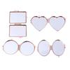 Mini Folding Mirror Keychain Round Heart Oval Square Shape Double Sided Cosmetic Mirror Metal Folding Keychain Makeup Mirror