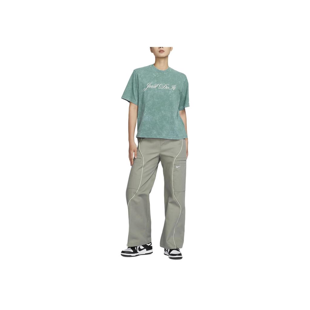 Nike Swoosh Besticktes Lässiges Rundhals Kurzarm T-Shirt Damen Tops Küstenblau FZ4886-361