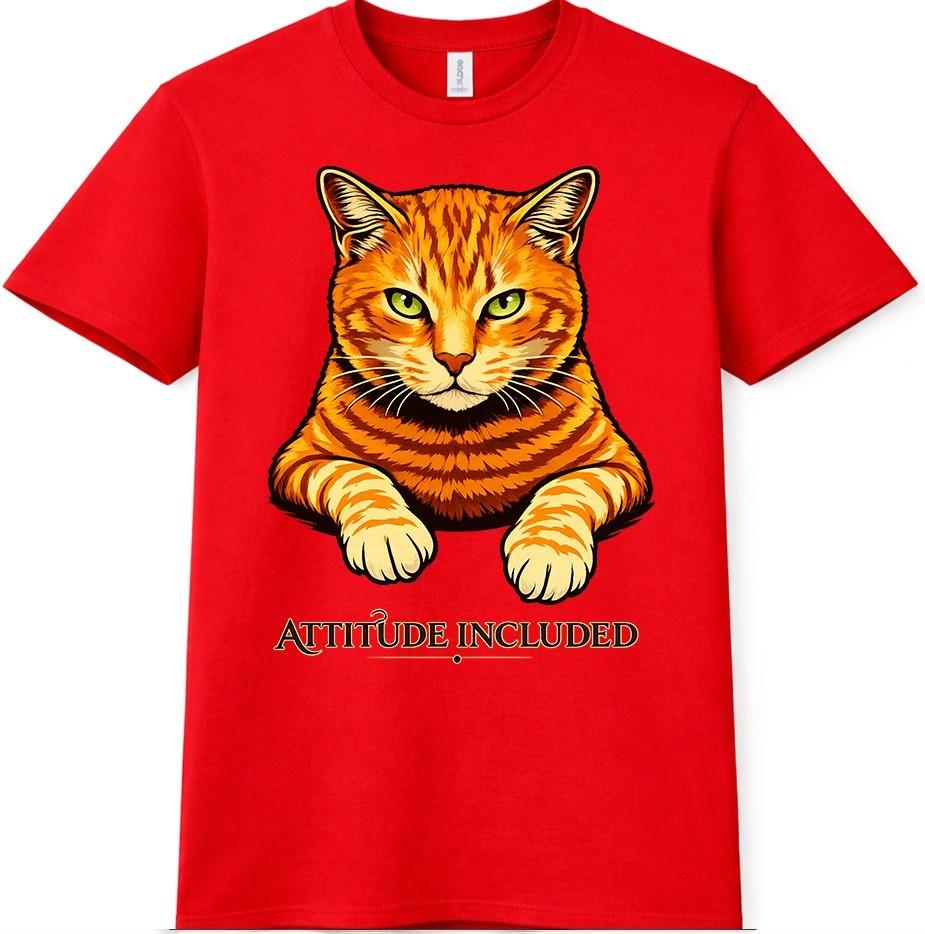 Cat TShirt Funny Ginger Tabby Lover Gift Attitude Kitten Birthday Graphic Tee S