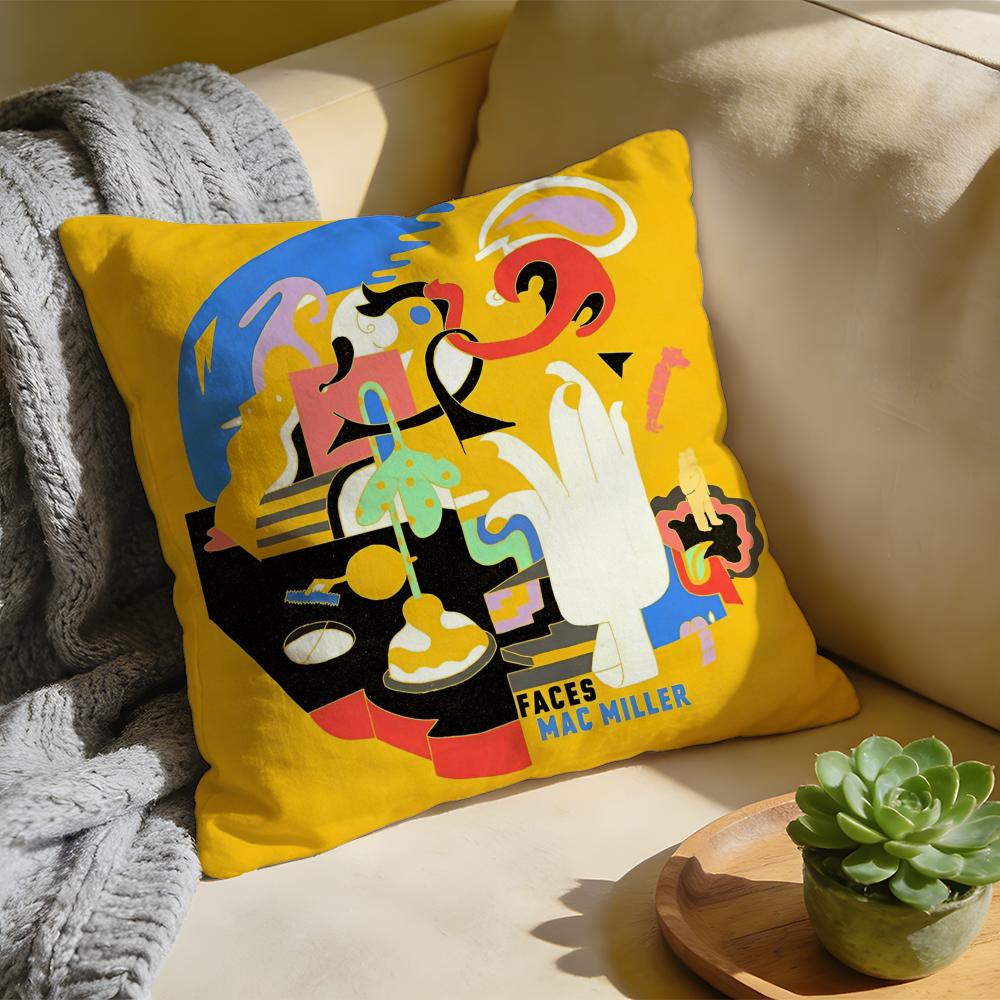 MMac Miller Albums Singer Cushion Cover Washed Linen Soft Breathable Decorative Case For Sofa Home Pillow Cover