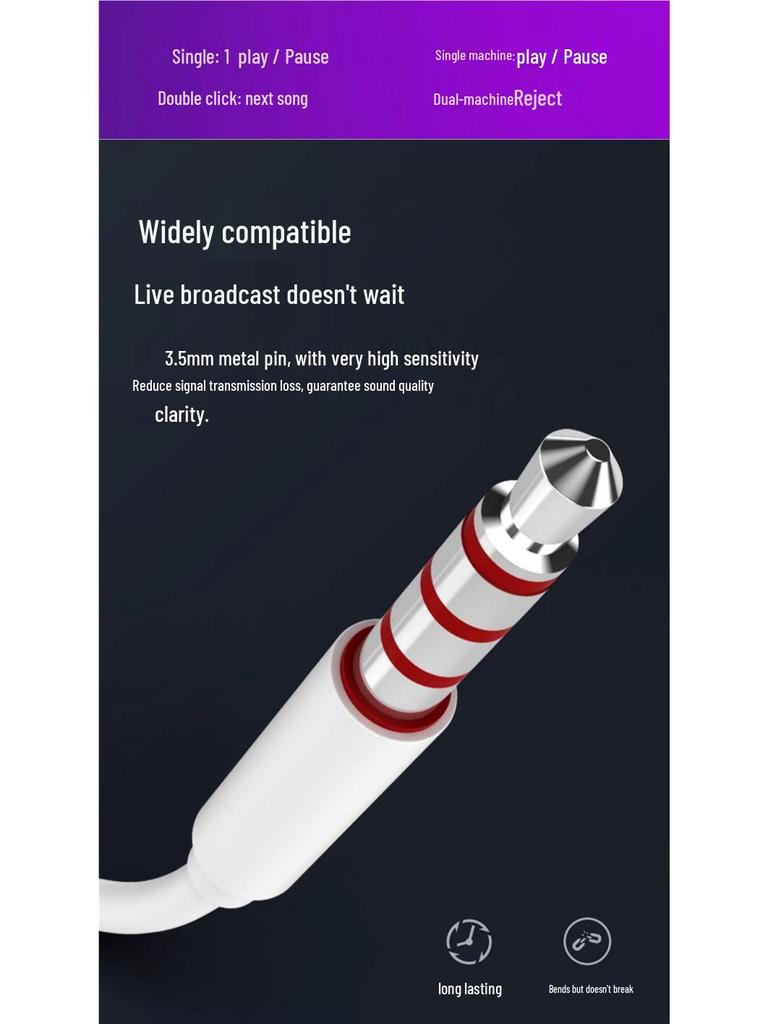 In-Ear Wired Computer Headphones with 2-3 Meter Cable & Microphone for Live Streaming