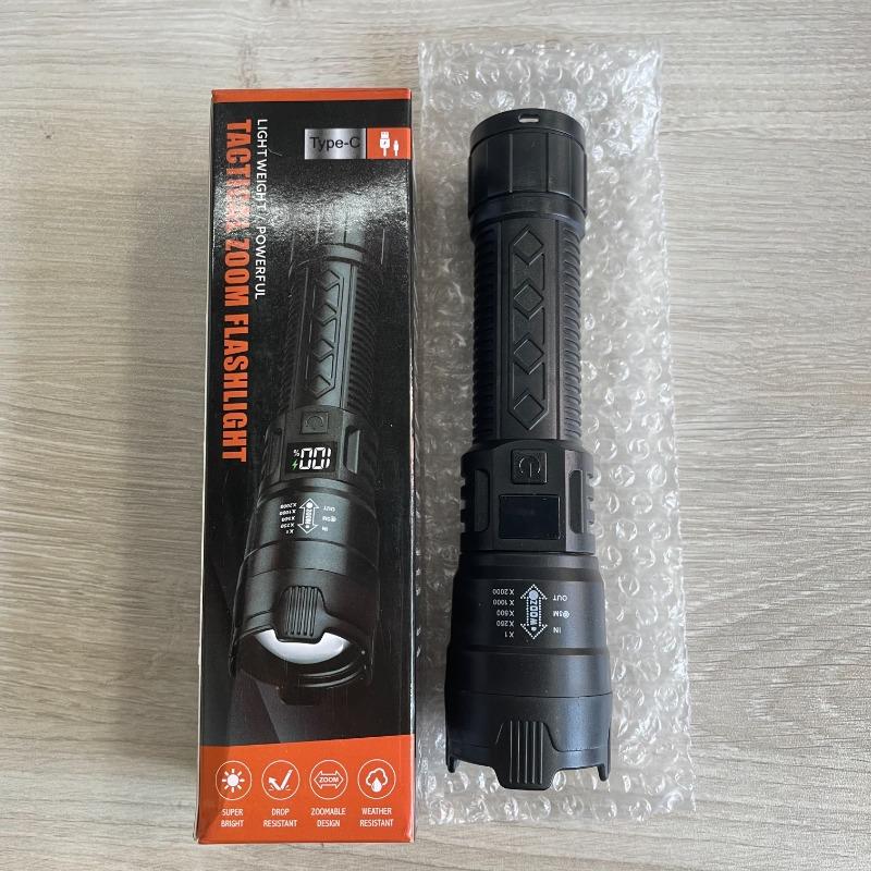 Portable Flashlight with Battery Display, Type-C Charging, Multiple Lighting Modes, Suitable for Home, Outdoor, Camping, Fishing