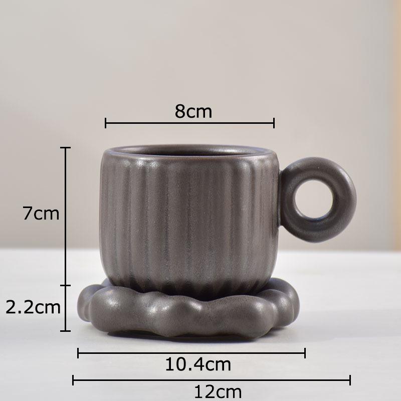 Vintage Kiln Glazed Porcelain Cup&saucer 250ml Coffee Mug Home Dining Table Milk Mugs Afternoon Tea Teacup Fruits Juice Cup