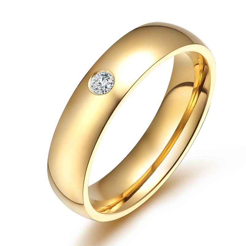 Vnox Wholesale Classic Wedding Rings for Women Men Gold Color Stainless Steel Couple Band Anniversary Personalized Name
