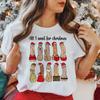 Fun Christmas Pattern Adult Short Sleeve Humorous Women's Top Round Neck Printed New Year's T-shirt