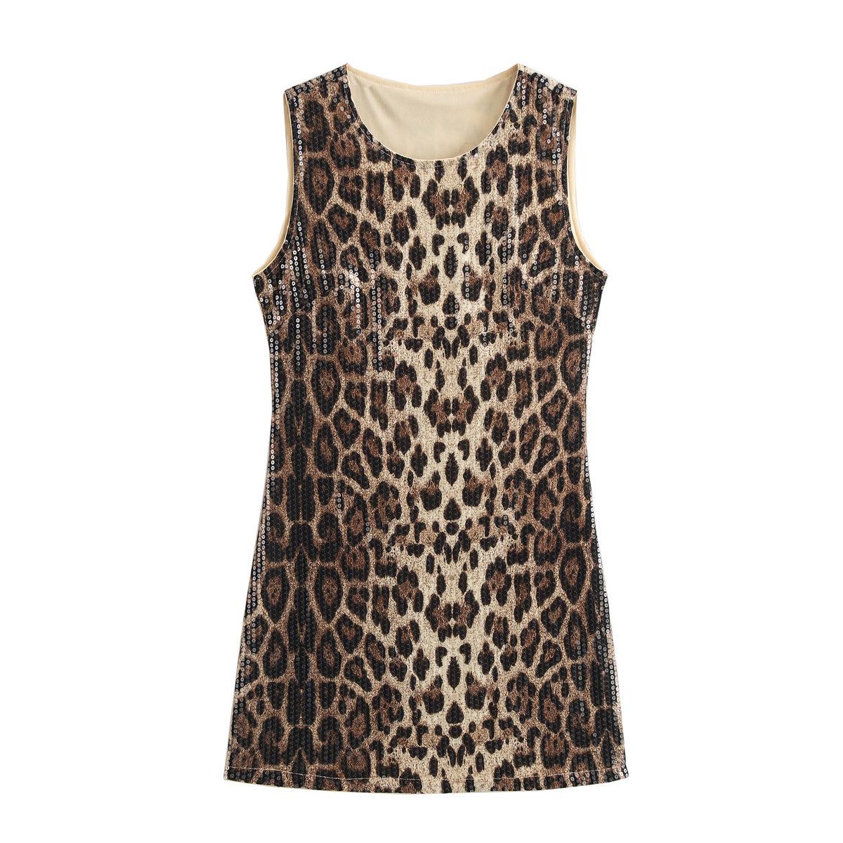 

2024 Autumn/Winter Women s Animal Print Sequin Dress - Street Fashion Medium
