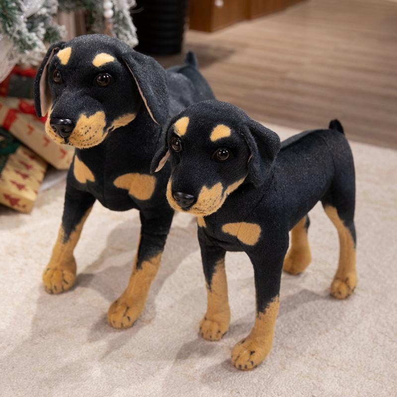 Rottweiler Simulated 3d Simulation Standing Black Dog Plush Stuffed Doberman Animal Super Realistic Kid Christmas Halloween Gift