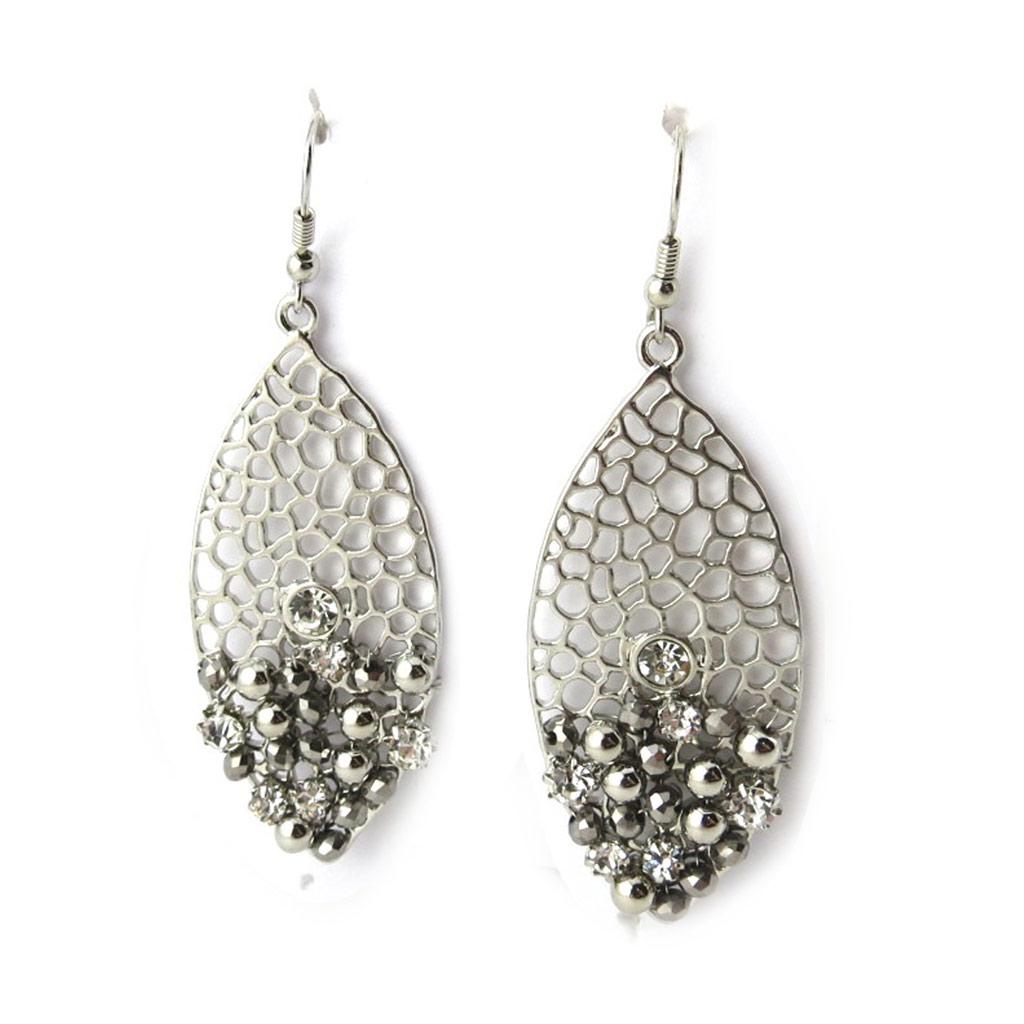 Les Trésors De Lily [N0734] - Silver Gray 'Sissi' Designer Earrings