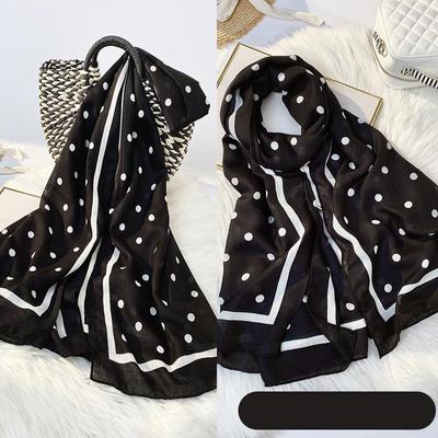 Women's Spring And Summer Polka Dot Scarves, Day Plain Cotton Linen Scarves, Printed Sun Protection Shawls