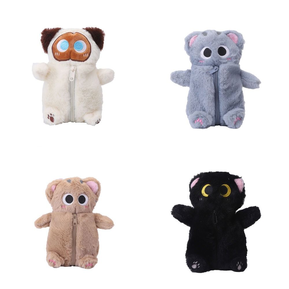 Large Capacity Stationery Bag Siamese Cat Cat Pencil Bag Novelty Plush Pencil Case  Pencil Box