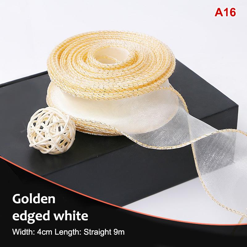 10Yards Organza Solid Color Ribbon 4Cm Wavy Edge Ribbon For For Flower Bouquet Gifts Packaging Party Decorations Diy