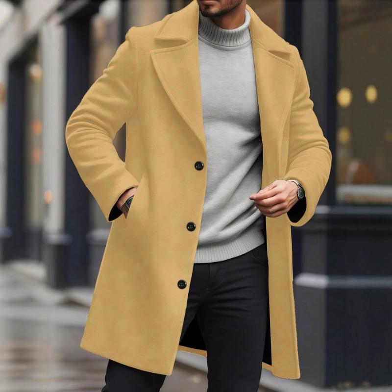 Men S Slim Fit Mid Length Trench Coat Casual Business Style