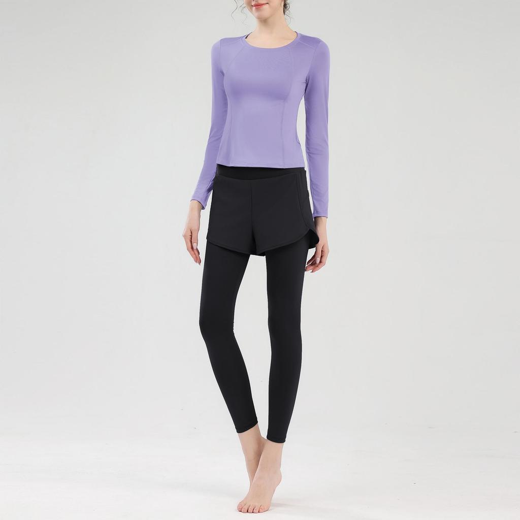 Women's Quick-Dry Yoga Sportswear Set with Long Sleeve Top and Back Pocket for Running