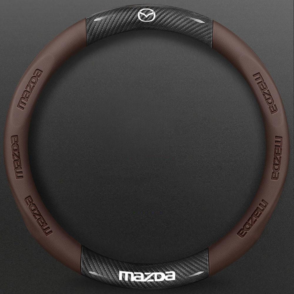 2025 Hot 38cm car leather steering wheel cover carbon fiber for Mazda CX-30 CX-3 CX-8 CX-5 CX3 CX5 CX4 cx30 cx8 car accessories