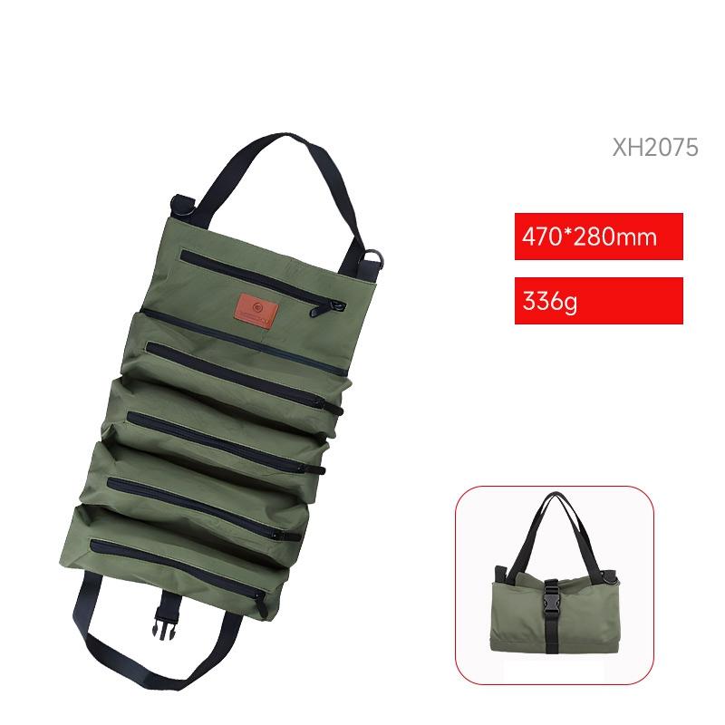 1 pc Tool Roll Organizer, Wrench Roll Up Pouch Bag with 5 Zipper Pockets Canvas Tool Roll, 16 OZ Canvas Wrench Tool Organizer