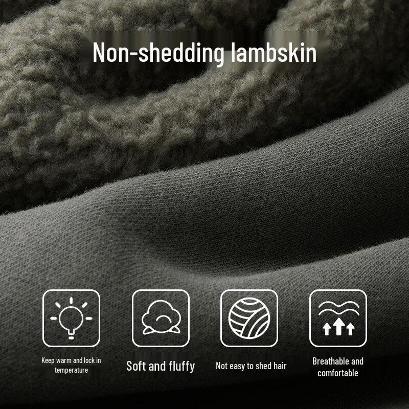 Jingdong Crafted Men's Lamb Fleece-Lined Winter Jogger Pants