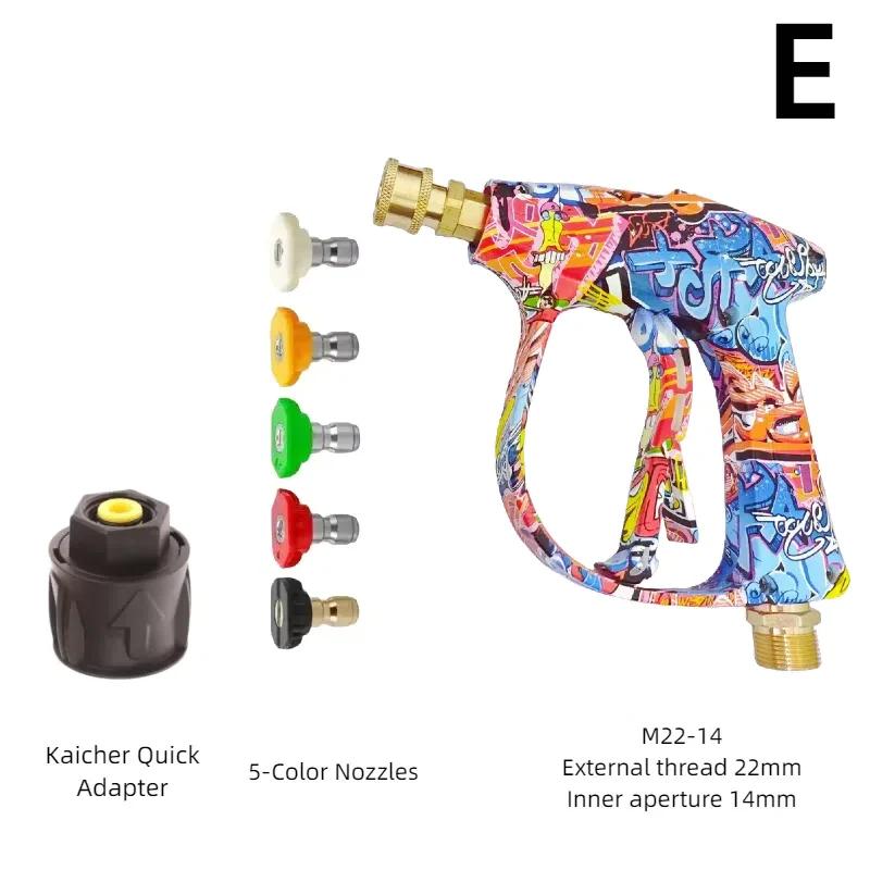 Graffiti Design High Pressure Water Gun 4350PSI 1L Foam Gun 1/4" Quick Nozzle Kit with Karcher Adapter & Anti-Slip Rubber Base