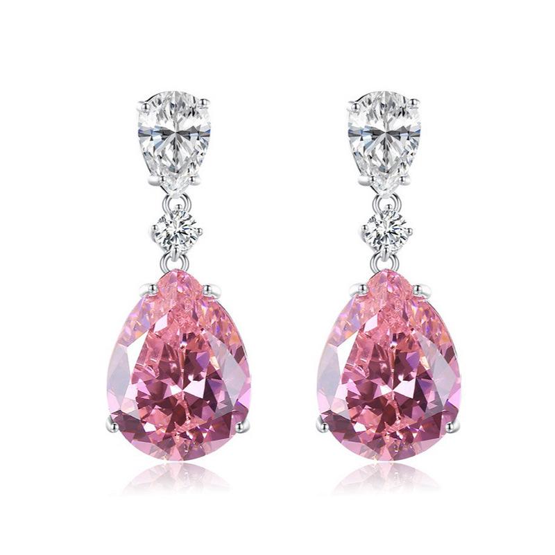Sui Pink Zirconia Teardrop Earrings - Exquisite Pear-shaped Dangles for Women
