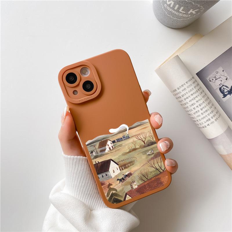 

Ручная роспись Чехол для телефона Для iphone X XS MAX XR Ретро Сельский пейзаж Чехол Мягкая задняя крышка Для iPhone 7 8 Plus 14 12 13 11 Pro MAX iphone13 pro