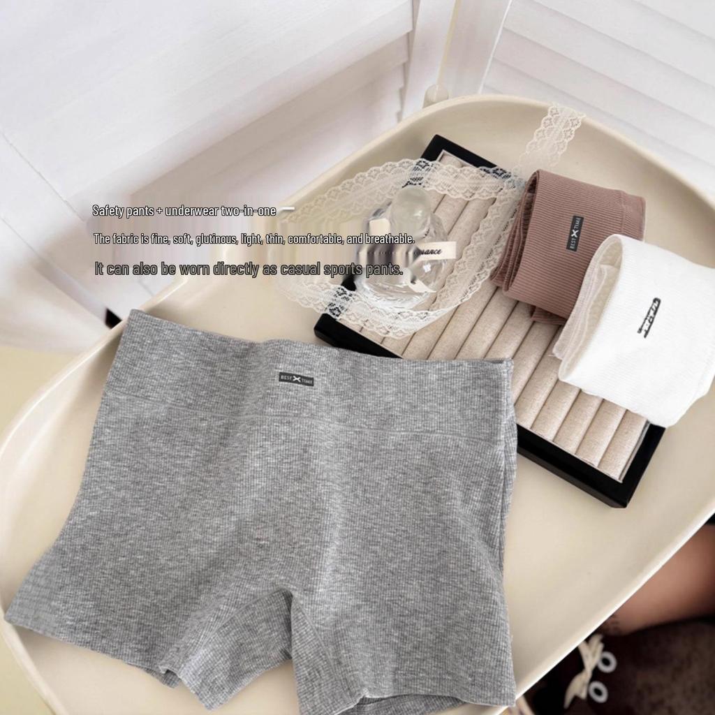 2025 Women's Antibacterial Cotton Safety Shorts - Three-in-One, Breathable, White
