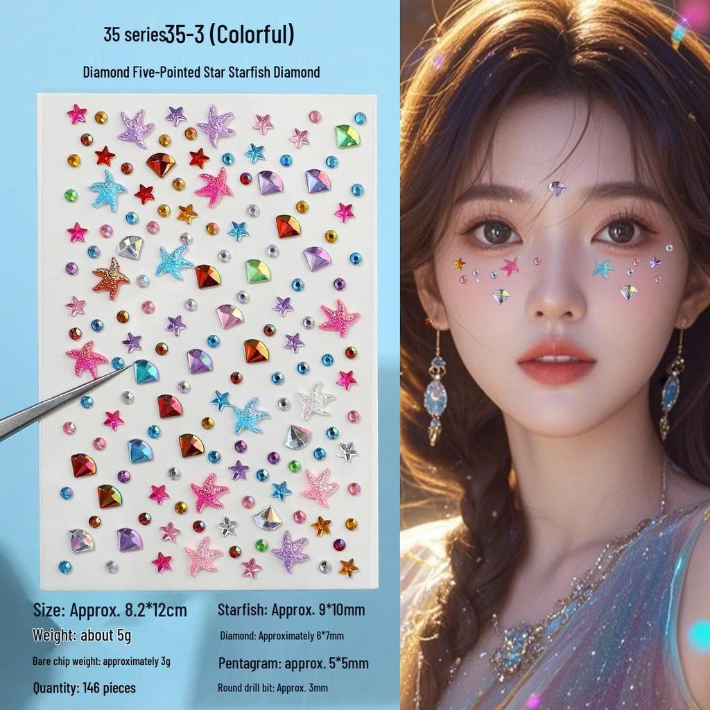 Children's Rhinestone Rose Diamond Face Stickers for Concert Makeup & Styling