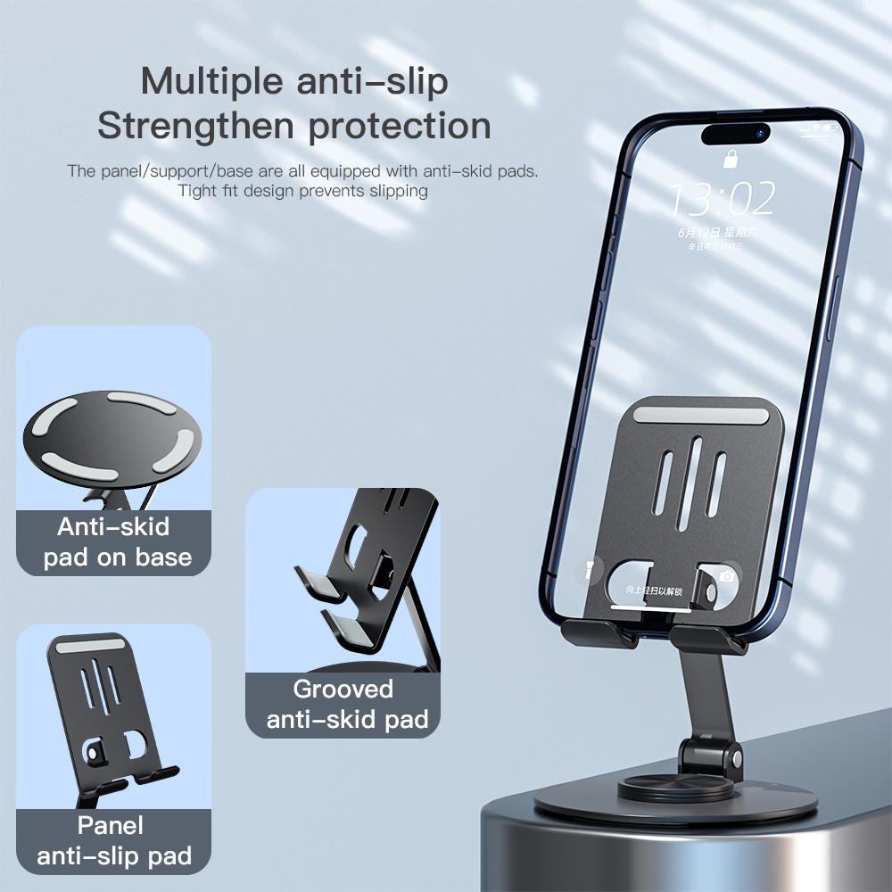 KEYSION Metal Aluminum 360° Rotation Tablet Holder Folding Universal Phone Bracket Adjustable Desktop Stand For iPad And Phone