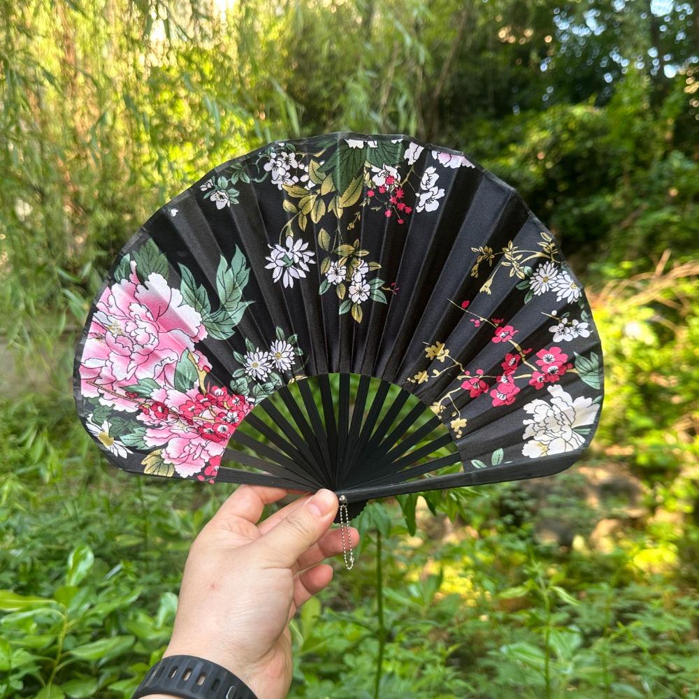 Flower Pattern Japanese Shell Folding Fan Shell Shape Chinese Style Fan Dance Fan  Home Decoration