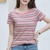 Summer Women's T-shirt Striped Loose Casual Short Sleeve Top