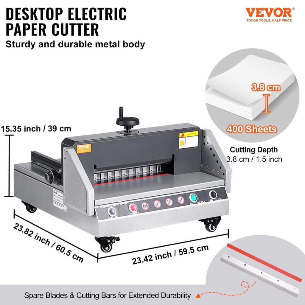 Cortadora de Papel Eléctrica, Ancho de Corte de 13" /330.2mm, Grosor de Corte de 1.57"/40mm, Máquina Cortadora de Papel de Escritorio con Control de Botón, Papel Eléctrico