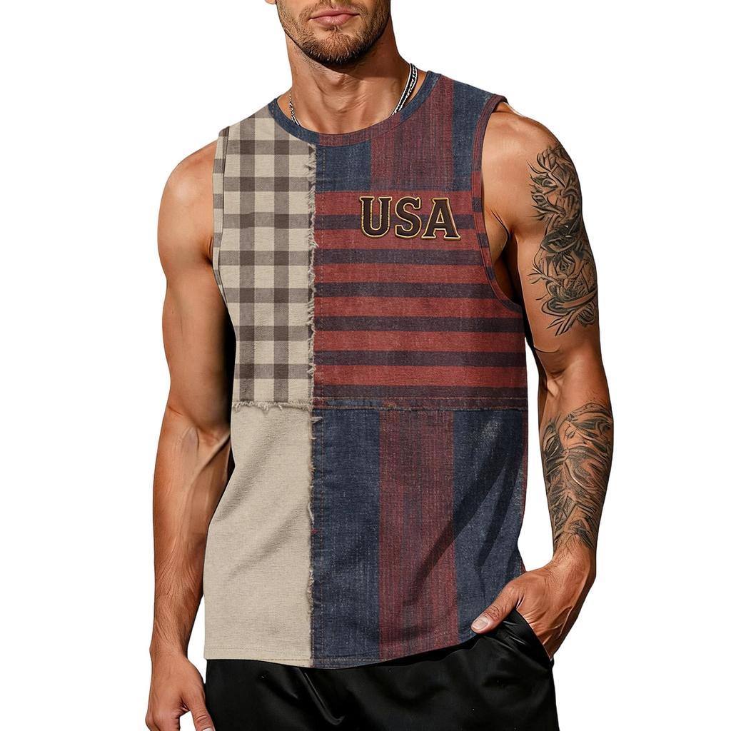 Men 4th Of Shirts USA Muscle Sleeveless Shirt Patriotic Tank Tops