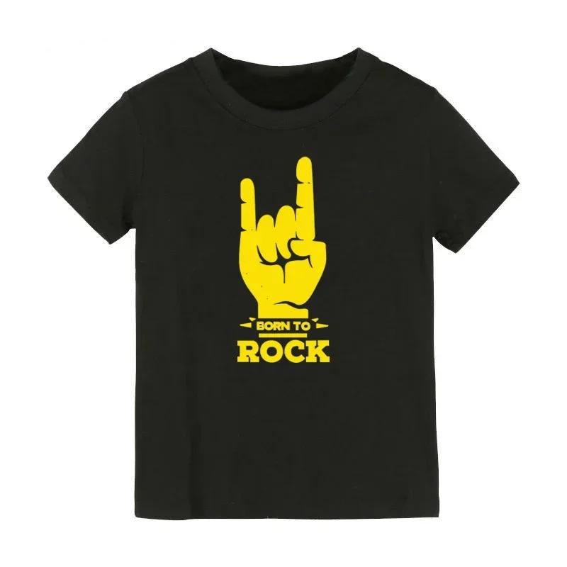Born To Rock Kids TShirt Boys Girls Unisex Baby Clothes Cool Fashion Style Tops Children Summer Short Sleeve Graphic Tee Shirt