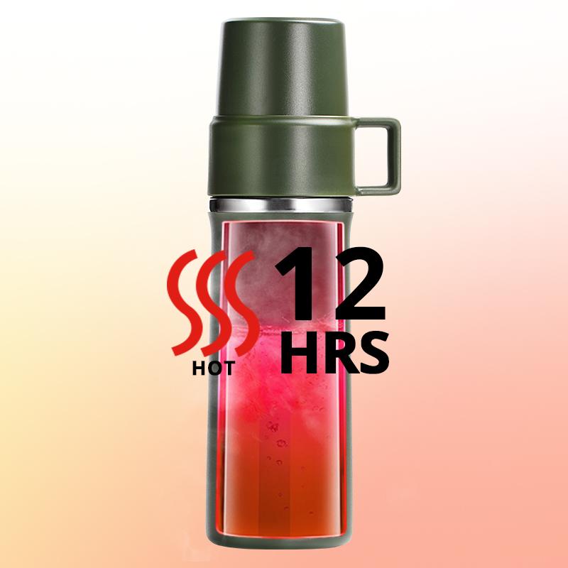 600ml Vacuum Insulation Travel Cup Stainless Steel Double Layer Thermos Handle Cup Lid Vacuum Flask