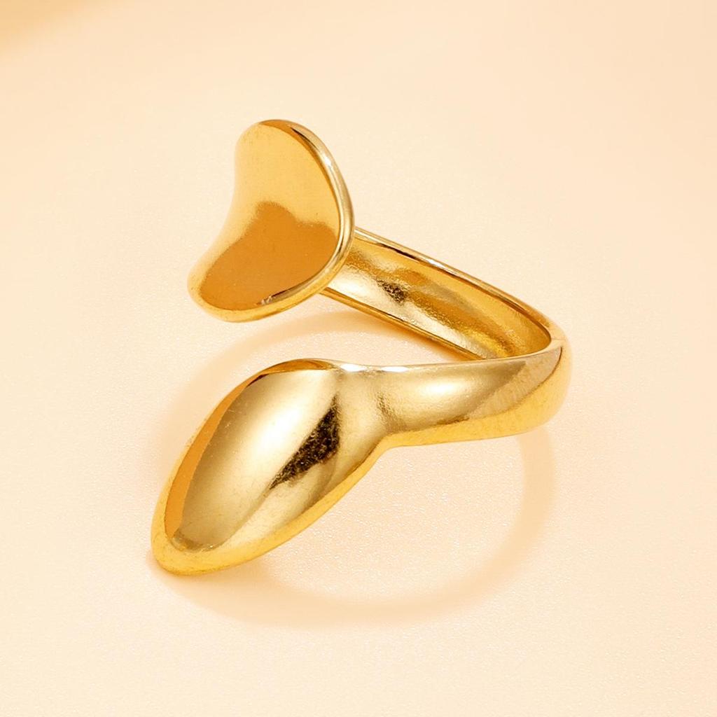 Elegant Stainless Steel Leaf Open Ring - Fashion Jewelry Gift for Friends