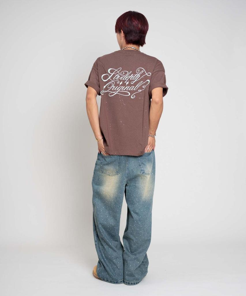 WEGO Men's Short Sleeve T-Shirt, Lamé Graphic Tee, Summer Casual Top, Brown, Size M