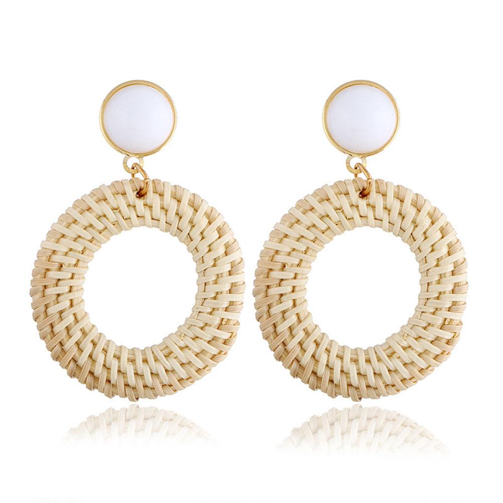Women Fashion Boho Style Rattan Braid Earrings