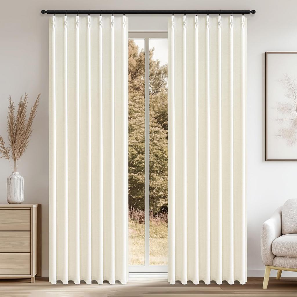 Topfinel Thermal Velvet 200cm Set of Hooks For Living Room Divider Curtains Curtains, Blackout, Insulation, Fabric, Length, 2, White, Included,