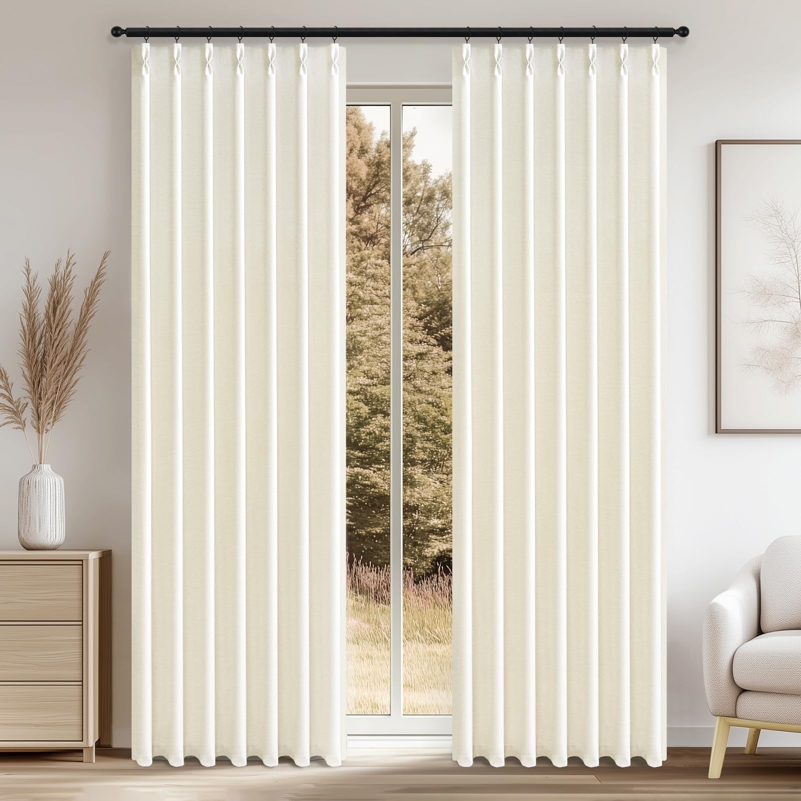 

Topfinel Thermal Velvet 200cm Set of Hooks For Living Room Divider Curtains Curtains, Blackout, Insulation, Fabric, Length, 2, White, Included, белый