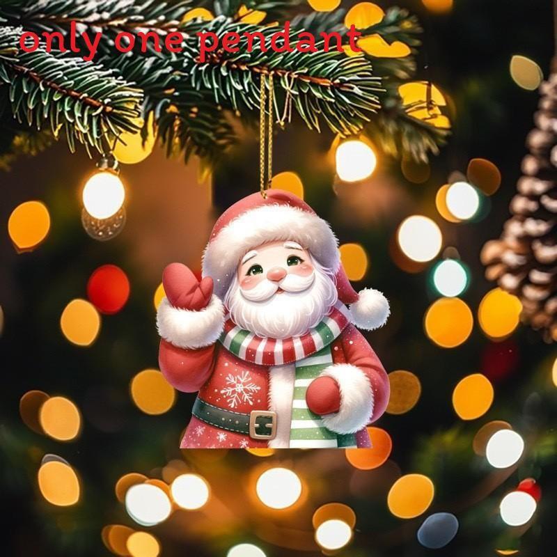 Car Cartoon Acrylic Ornament With Santa Claus Design For Decoration Vehicle