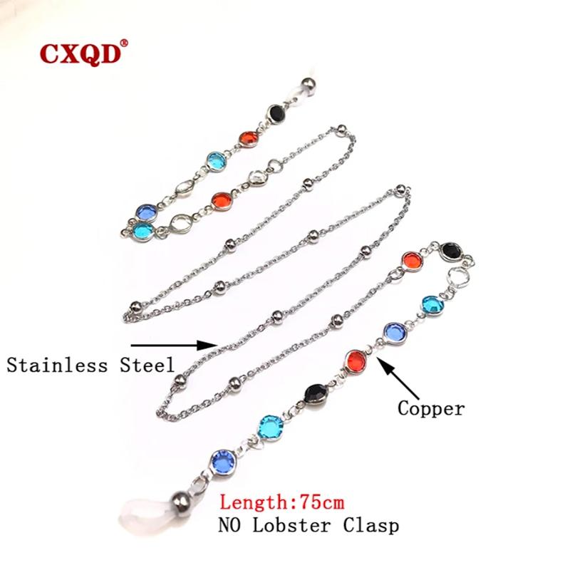 Catena Moda per Occhiali da Lettura per Donna Cordoncini per Occhiali da Sole Casual Perline Triangolari Geometriche Acciaio Inossidabile Maschere per Occhiali