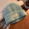 Blue Knitted Wool Hat for Women In Autumn and Winter Big Head Versatile Hat Showing Face Small Warm Ear Protection Head Hat