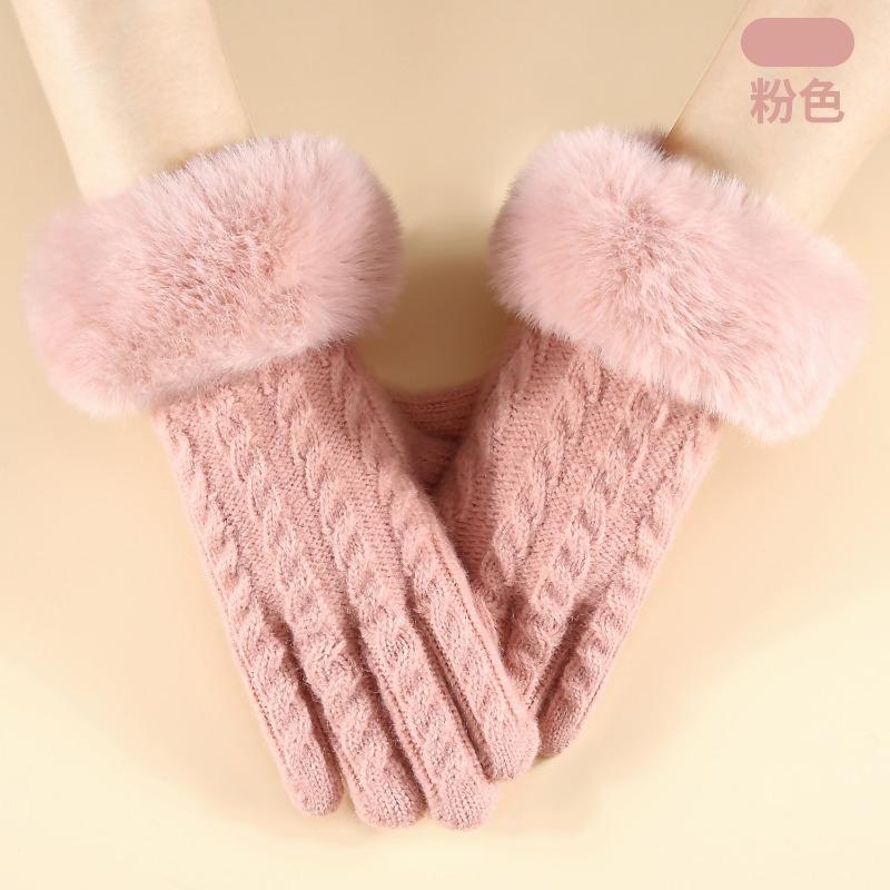Winter women's knitted gloves simple fashion office warm gloves windproof cycling outdoor gloves