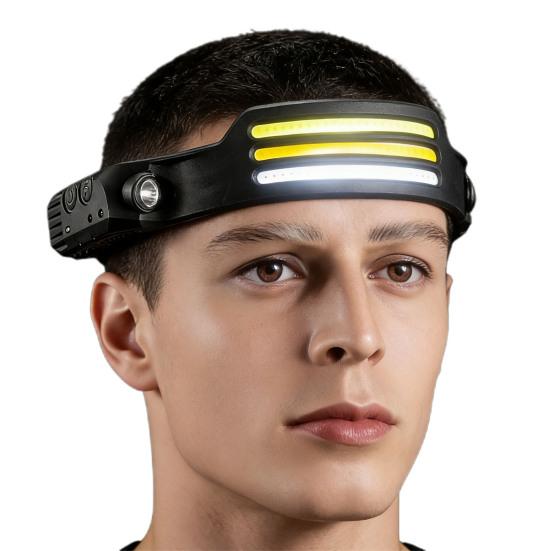 Latarka czołowa z czujnikiem ruchu 230 stopni LED ładowana przez USB-C Pasek odblaskowy Latarka czołowa outdoor do biegania wędkowania biwakowania