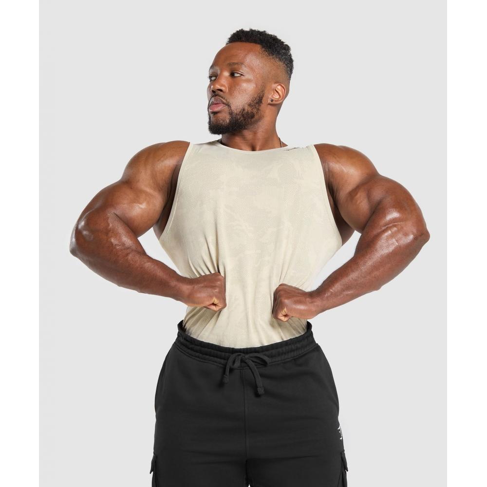 Gymshark Geo bezecké tílko Kamínková šedá Cementově hnědá A6a3k Gb79